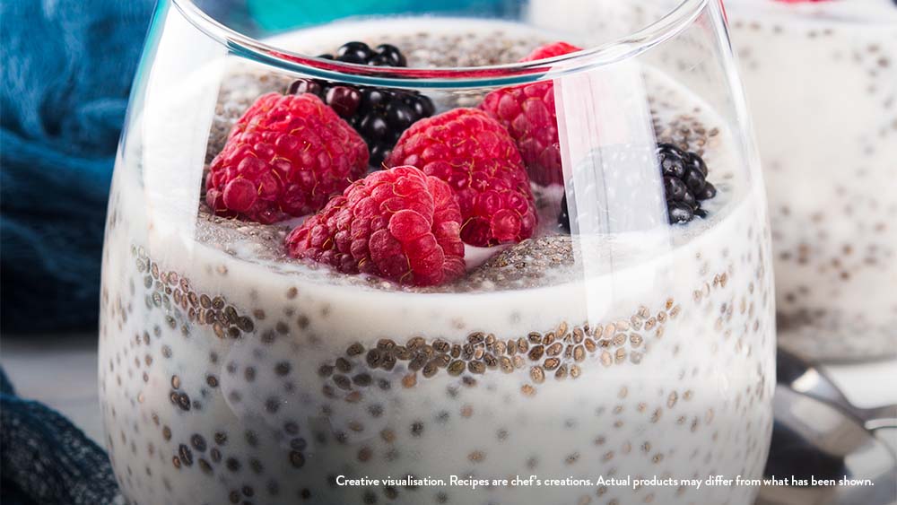 Vegan Chia Seed Pudding Made with SOFIT Almond Drink Unsweetened