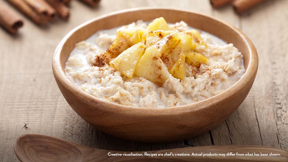 Vegan Apple Cinnamon Oatmeal made with SOFIT Soya Drink Vanilla Flavor