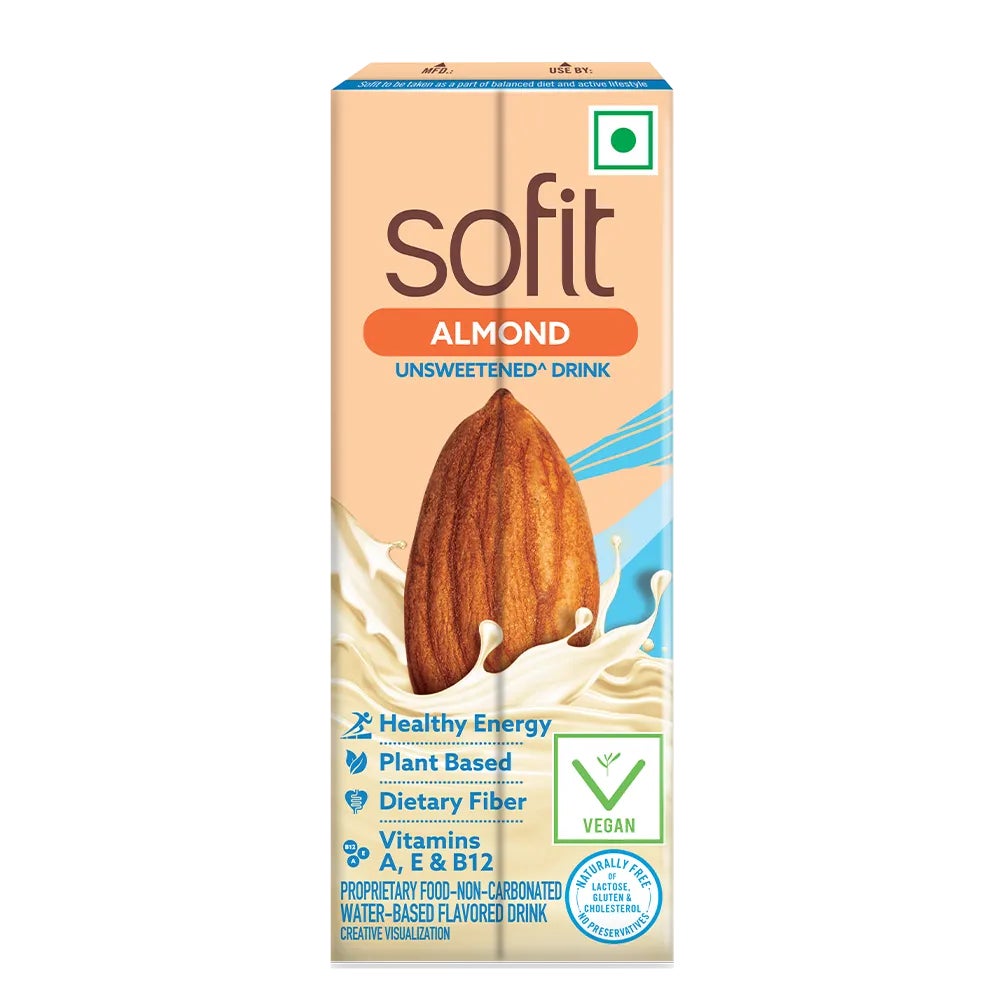 SOFIT Almond Unsweetened 180ml  Front of the Pack