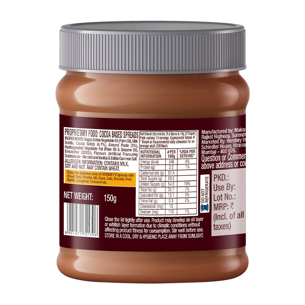 HERSHEY'S SPREADS Cocoa with Almond 150g Back of the Pack