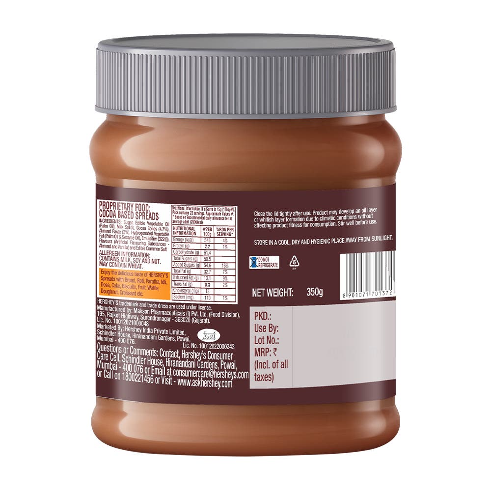 HERSHEY'S SPREADS Cocoa with Almond 350g Back of the Pack