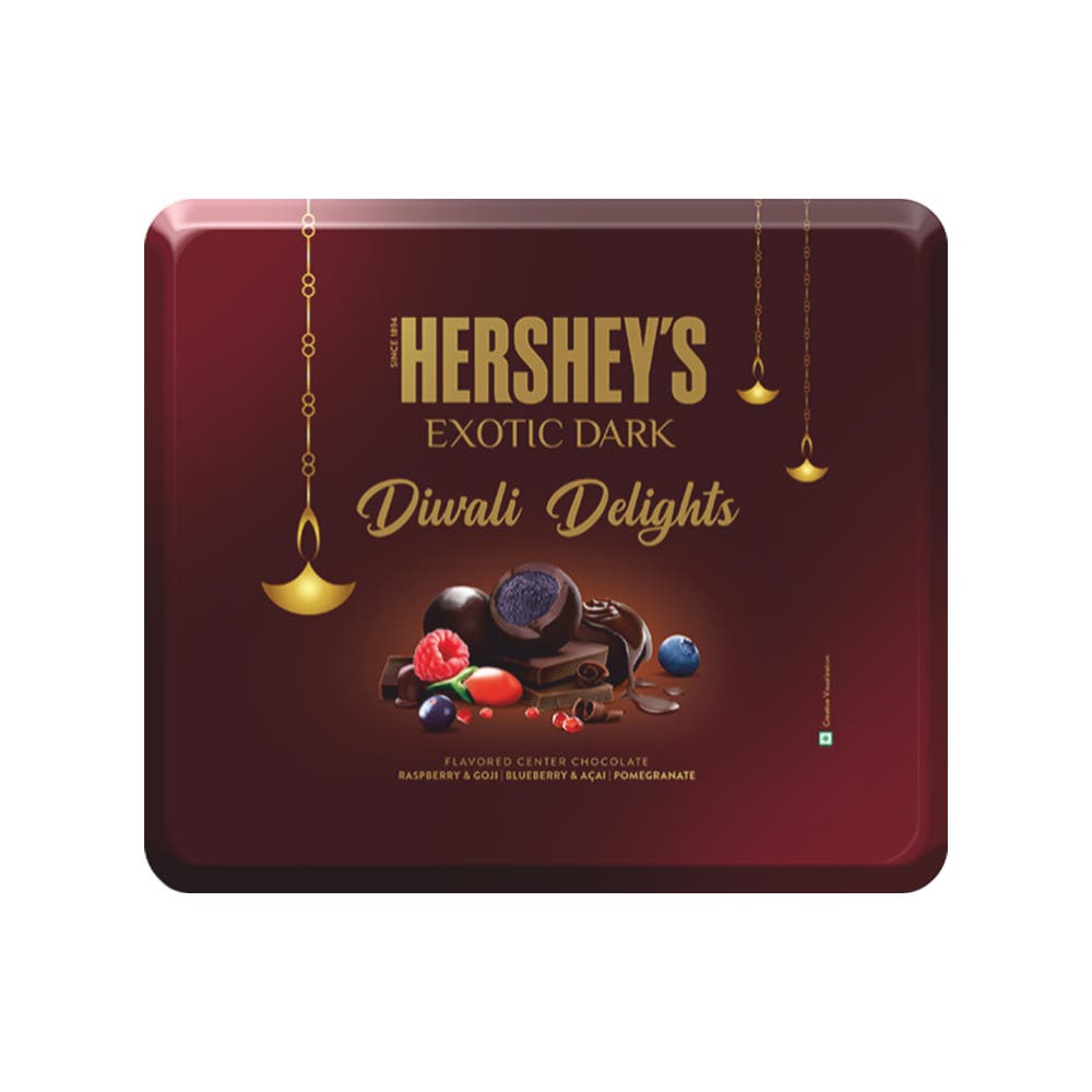 HERSHEY'S EXOTIC DARK Diwali Tin Gift Pack Front of the pack