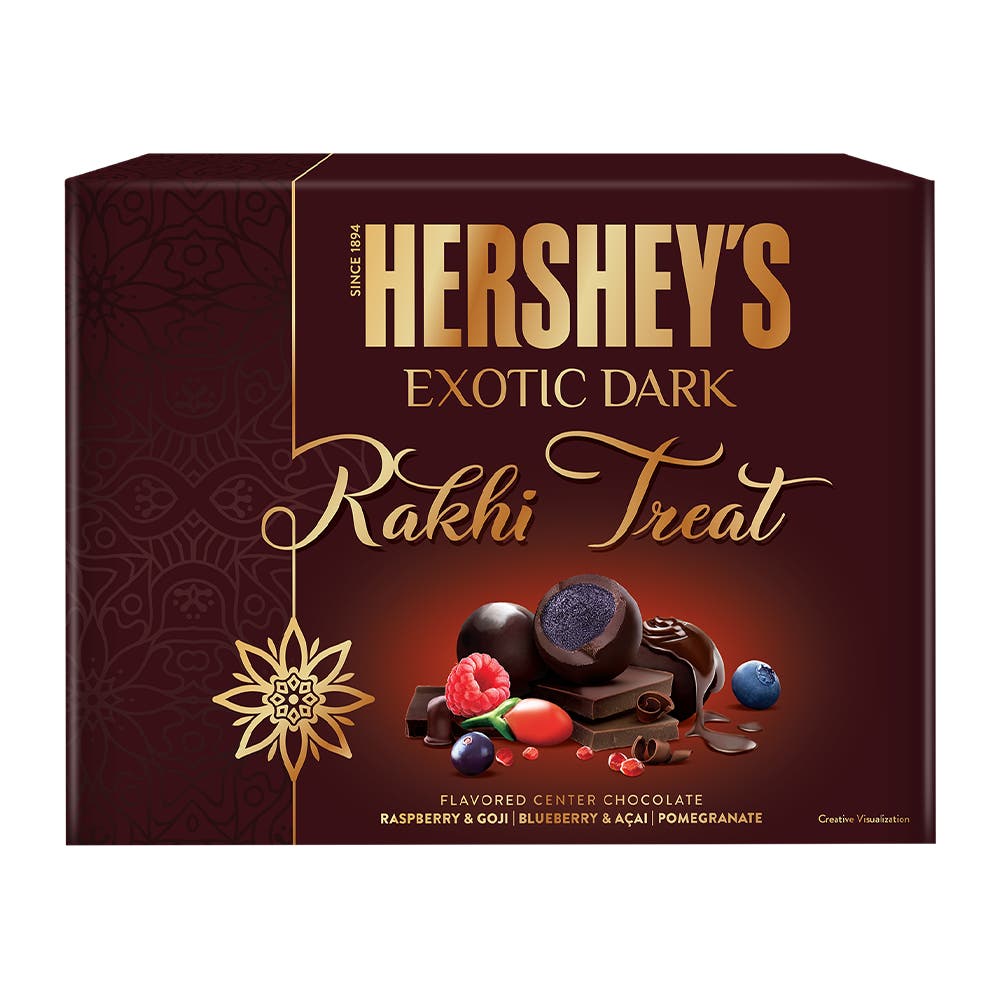 HERSHEY'S EXOTIC DARK Rakhi Gift Pack Front of the pack