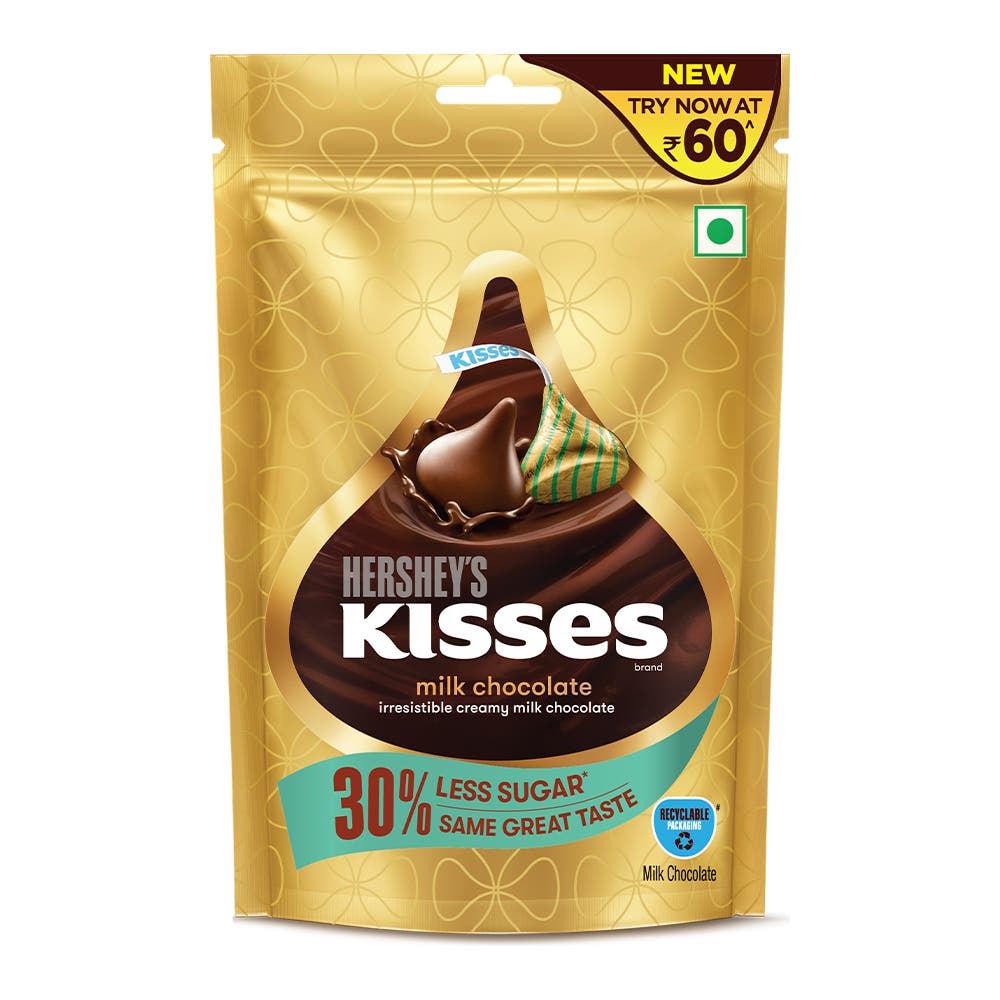 HERSHEY'S KISSES Milk Chocolate Less Sugar 36g Front of the Pack