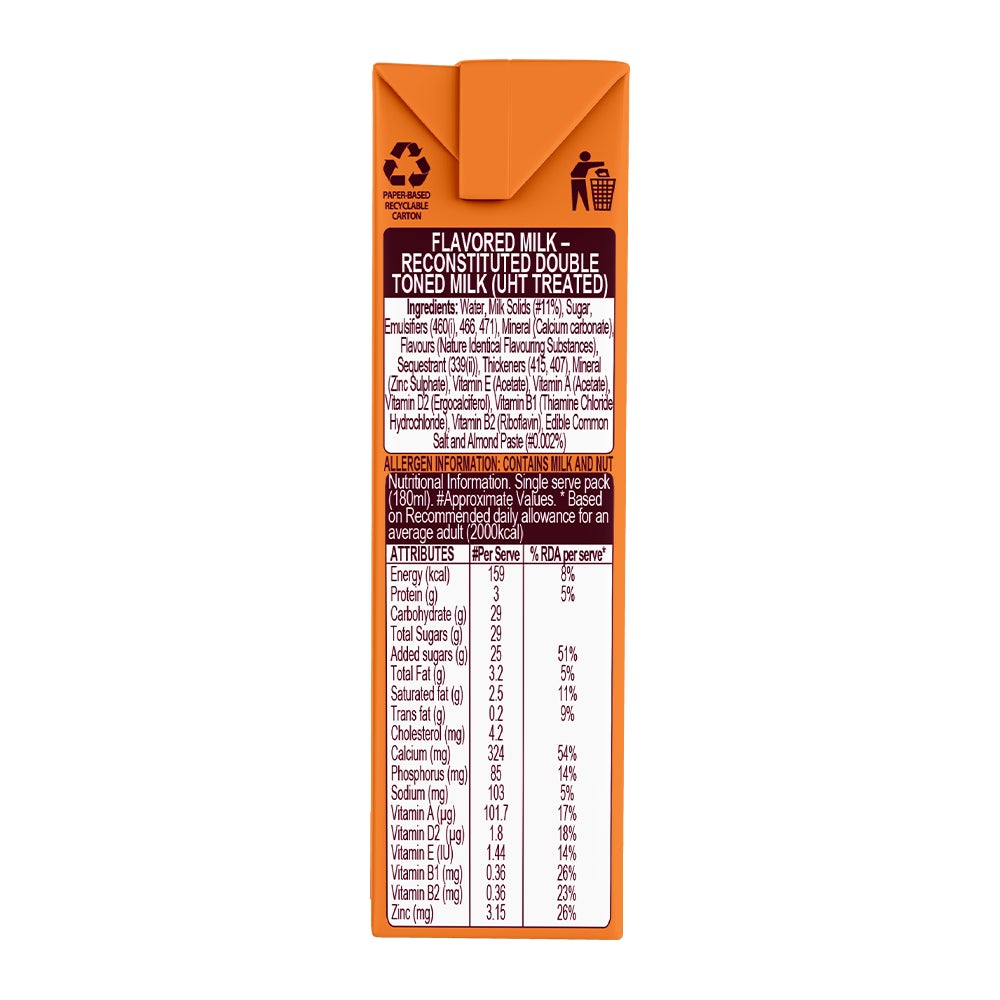 HERSHEY'S MILKSHAKE Almond-180ml S2  BACK of the Pack