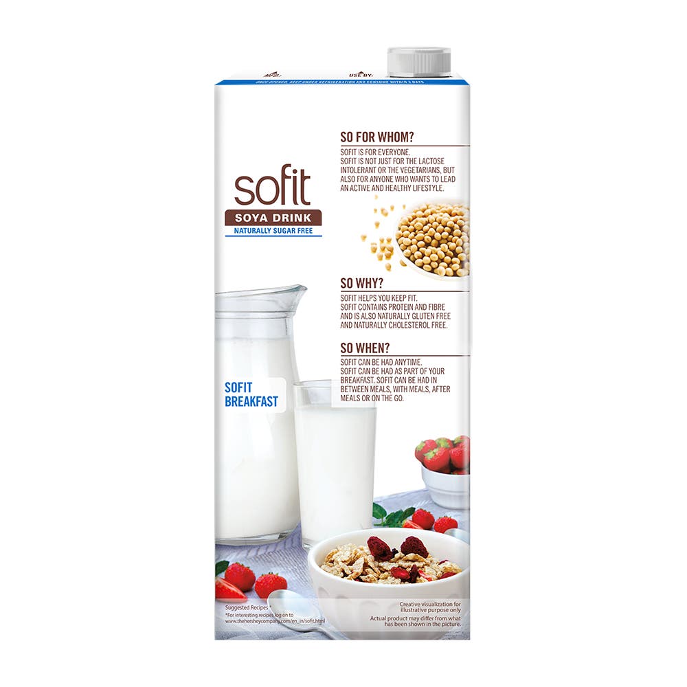 SOFIT Soya Naturally Sugar Free 1L Back of the Pack