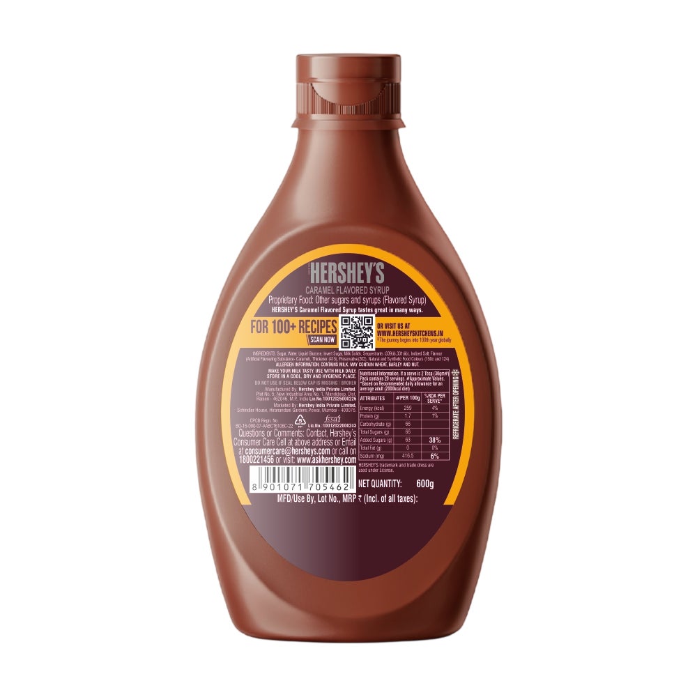HERSHEY'S SYRUP Caramel 600g Back of the Pack