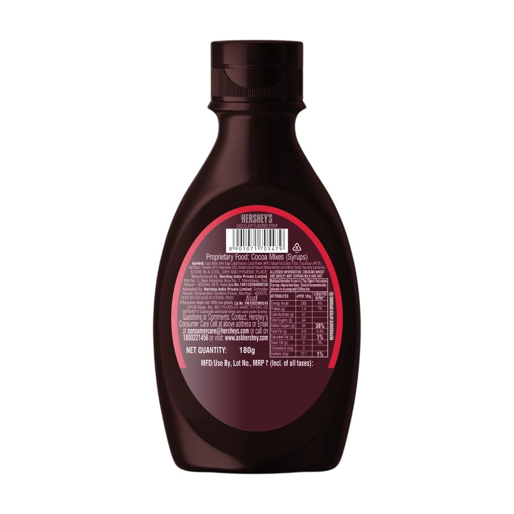 HERSHEY'S SYRUP Chocolate 180g Back of the Pack