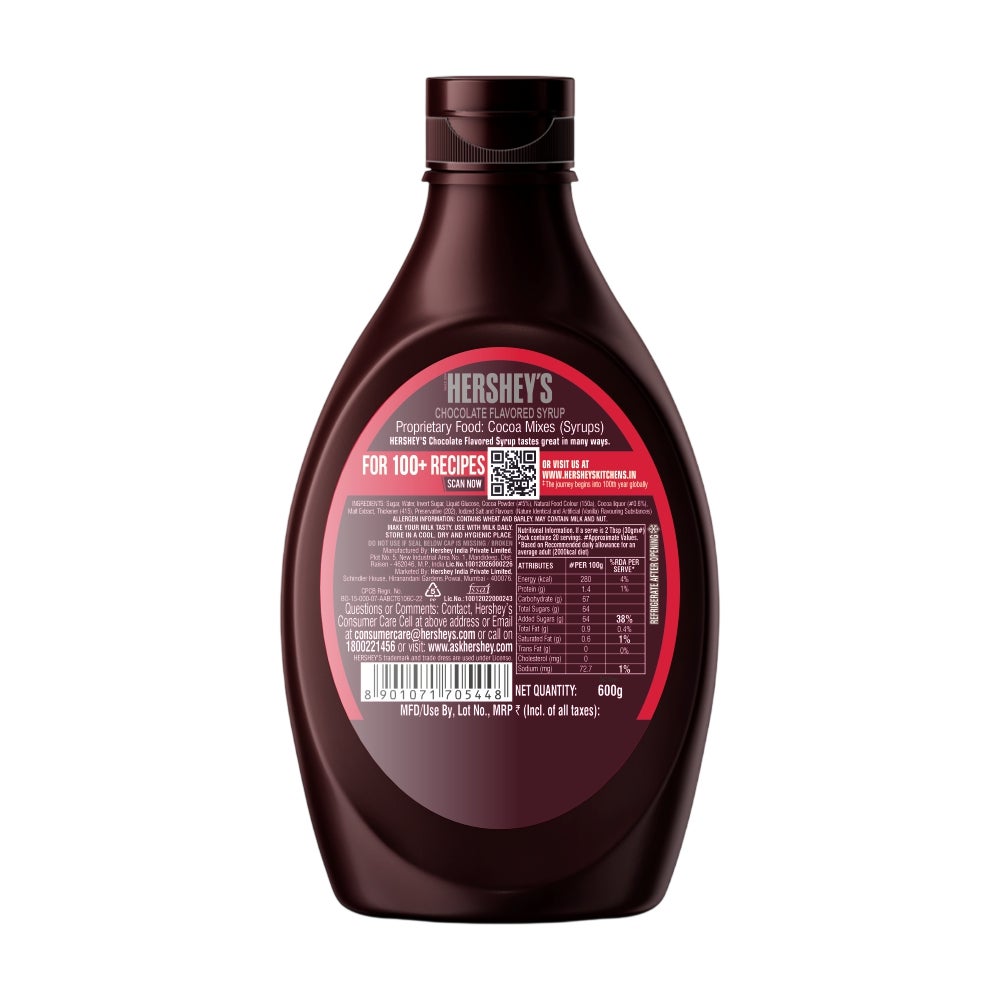 HERSHEY'S SYRUP Chocolate 600g Back of the Pack
