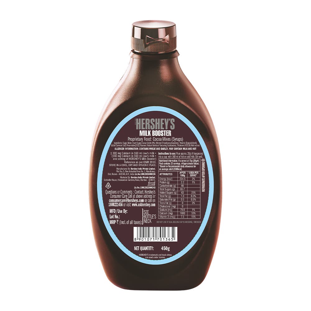 HERSHEY'S SYRUP Milk Booster Back of the Pack
