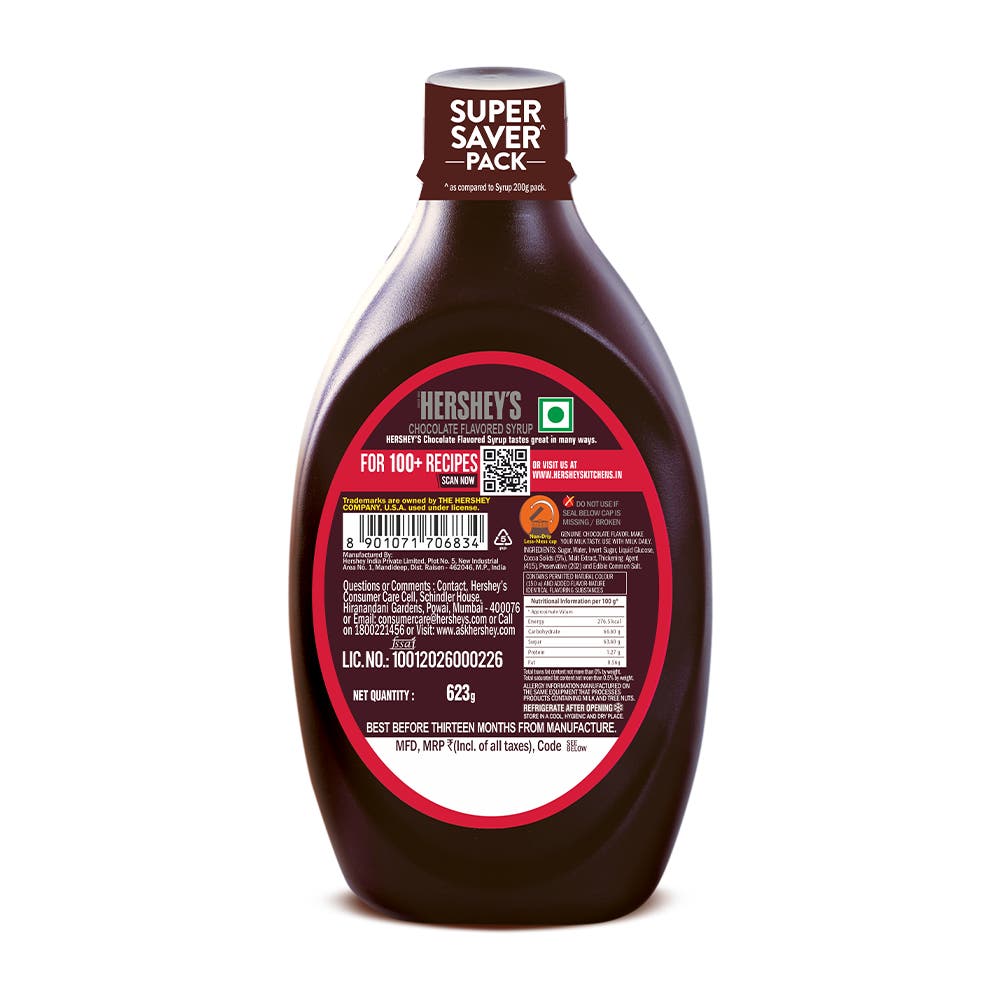 HERSHEY'S SYRUP Chocolate 623g Back of the Pack