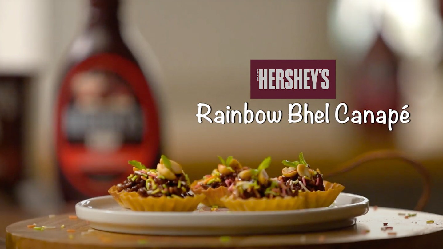 HERSHEY'S Rainbow Bhel Canapé Recipe Video