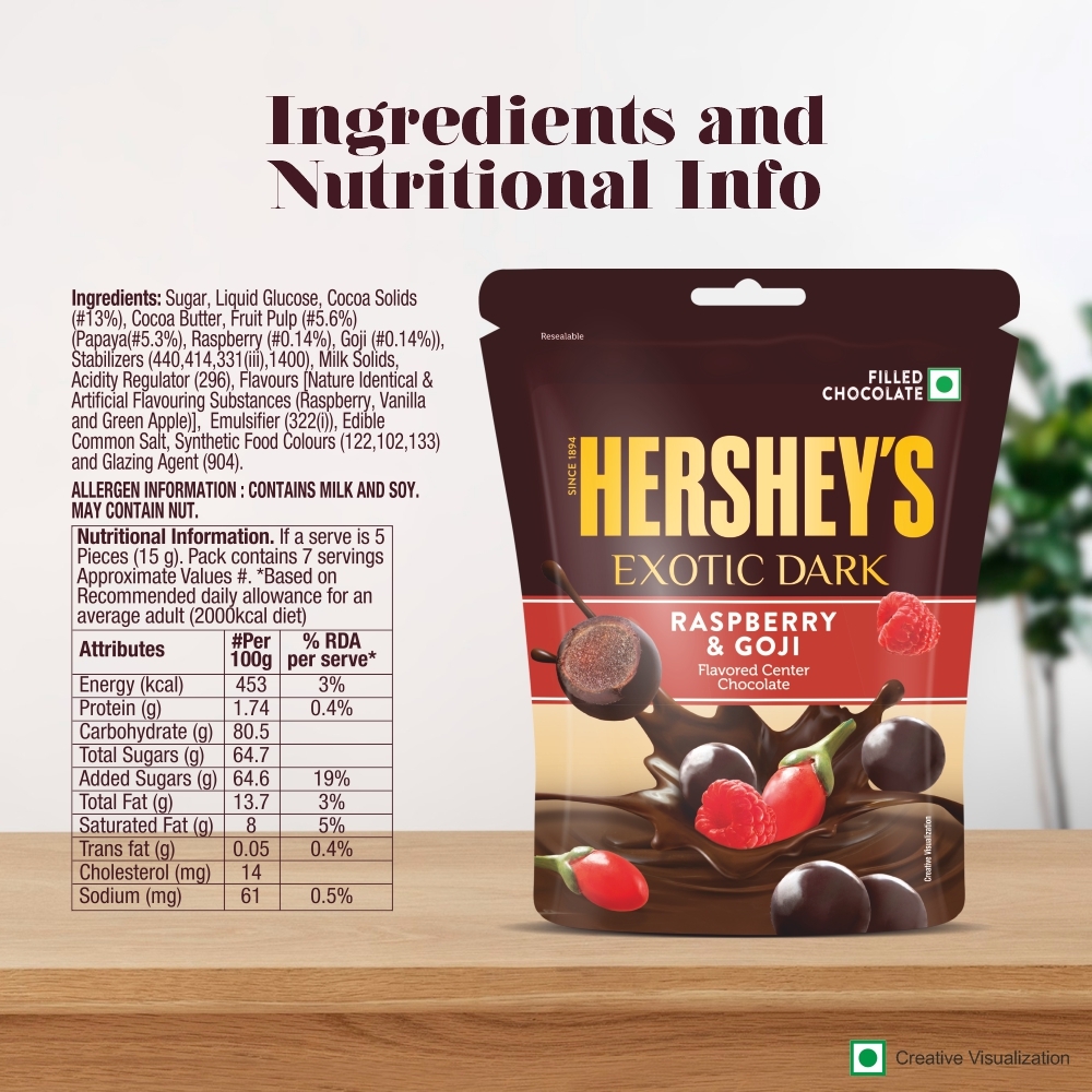 HERSHEY'S EXOTIC DARK Blueberry & Acai Nutritional Value