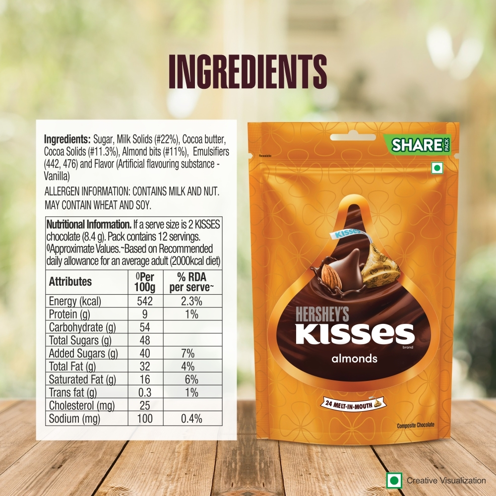 HERSHEY'S KISSES Crunchy Almonds Nutrional Chart