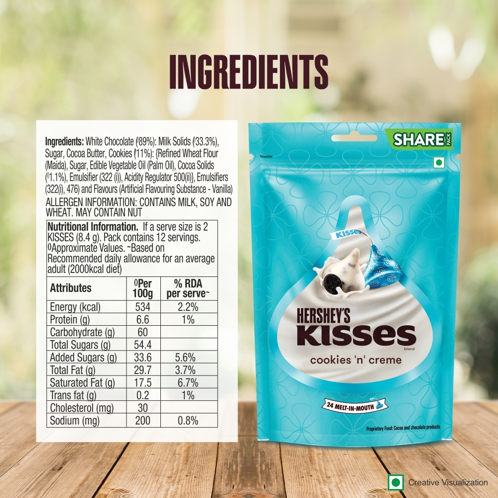 HERSHEY'S KISSES Cookies 'N' Creme Nutrional Chart