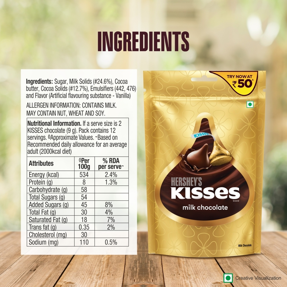 HERSHEY'S KISSES Milk Chocolate Nutrional Chart